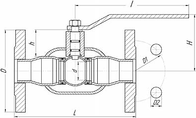 Кран шаровый фланцевый полнопроходной LD КШЦФ универсальный - схема, спецификация