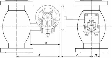 Кран шаровый с механическим редуктором LD КШЦХР газовый - схема, спецификация