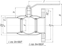 Кран шаровый комбинированный стандартнопроходной LD КШЦК газовый - схема, спецификация