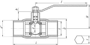 Кран шаровый муфтовый полнопроходной LD КШЦМ газовый - схема, спецификация